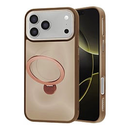 Wireless Charging Case with Built-in Rotating Ring Stand - BROWN for iPhone 17 PRO (Only Ground Shipping)