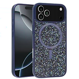 Wireless Charging Bling Diamond Crystal Case - BLUE for iPhone 17 Pro (Only Ground Shipping)