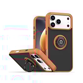 Hard PC Rear / Soft TPU Colorful Border Case with I-ring Holder - ORANGE for iPhone 17 Pro Max (Only Ground Shipping)