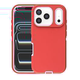 Heavy Duty Case for iPhone 17 Pro Max (RED & WHITE) (Only Ground Shipping)