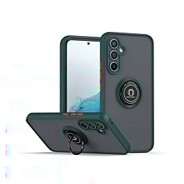 Galaxy A15 Hard PC Rear / Soft TPU Colorful Border Case with I-ring Holder - NAVY GREEN (Only Ground Shipping)