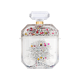 AirPods 1/2 Luxury Glitter Perfume Bottle with Strap Chain - SILVER (Only Ground Shipping)