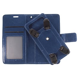 YUW-Medium (5.0"-5.2") Universal Wallet Case with 360 Degree Rotating  Swivel Stand - NAVY BL (Only Ground Shipping)