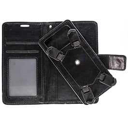 YUW-Small (4.5"-4.8") Universal Wallet Case with 360 Degree Rotating  Swivel Stand - BLACK (Only Ground Shipping)