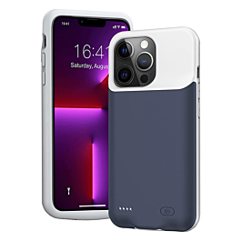 Soft Rubber Slim Charging Case (7000 mAh) for iPhone 13 Pro Max (BLUE) (Only Ground Shipping)