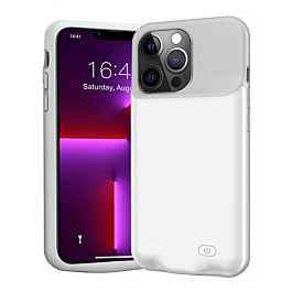 Soft Rubber Slim Charging Case (7000 mAh) for iPhone 13 Pro Max (WHITE) (Only Ground Shipping)