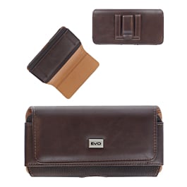 EVO 5.5" Horizontal Texture Leather Pouch - BROWN (Only Ground Shipping)