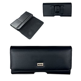 EVO 6" Horizontal Leather Pouch - BLACK (Only Ground Shipping)