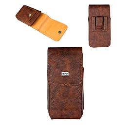 EVO 6" Vertical Leather Pouch - BROWN (Only Ground Shipping)