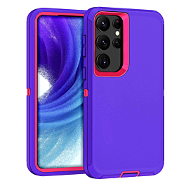 Heavy Duty Case for Galaxy S23 Ultra (DARK PURPLE & HOT PINK) (Only Ground Shipping)