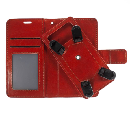 YUW-Medium (5.0"-5.2") Universal Wallet Case with 360 Degree Rotating  Swivel Stand - BROWN (Only Ground Shipping)