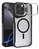 Matte Transparent Camera Stand Case w/ Wireless Charging for iPhone 15 Pro Max (BLACK) (Only Ground Shipping)