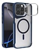 Matte Transparent Camera Stand Case w/ Wireless Charging for iPhone 15 Pro Max (BLUE) (Only Ground Shipping)