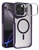 Matte Transparent Camera Stand Case w/ Wireless Charging for iPhone 15 Pro Max (PURPLE) (Only Ground Shipping)