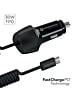 PowerPeak ECONOMY PD Coiled Car Charger w/ USB-C Cable (30W) (BLACK) (Only Ground Shipping)