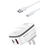 LDNIO A2425C QC3.0+PD Lamp USB A+C Wall Charger with USB A-C Cable (20W) (3ft) (Only Ground Shipping)
