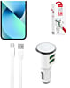 LDNIO C29 3.4A Dual USB-A Car Charger with USB A-M Cable (WHITE) (3ft) (17W) (Only Ground Shipping)