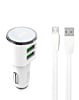 LDNIO C29 3.4A Dual USB-A Car Charger with USB A-M Cable (WHITE) (3ft) (17W) (Only Ground Shipping)