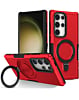 Hard PC Shockproof Case w /Ring Holder - RED for Galaxy S23 Ultra (Only Ground Shipping)