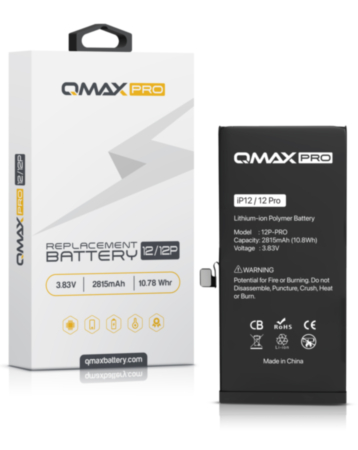 Buy the QMAX Pro Replacement Battery for iPhone 12 and 12 Pro, 2815 mAH.







