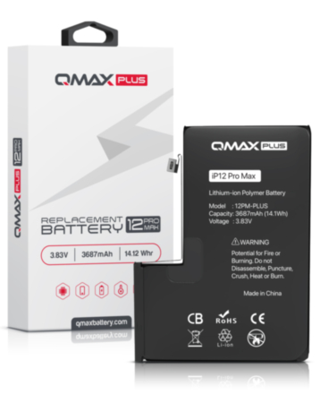Purchase the QMAX Plus Replacement Battery for iPhone 12 Pro Max 3687 mAH.





