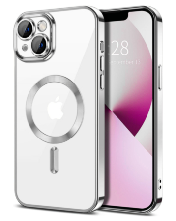 Shiny Wireless Charging Clear Case - SILVER for iPhone 13 Mini (Only Ground Shipping)