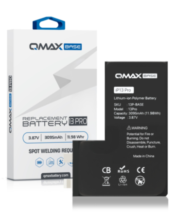 QMAX Base Replacement Battery for iPhone 13 Pro (Spot Weld Required) (3095 mAh) (Only Ground Shipping)