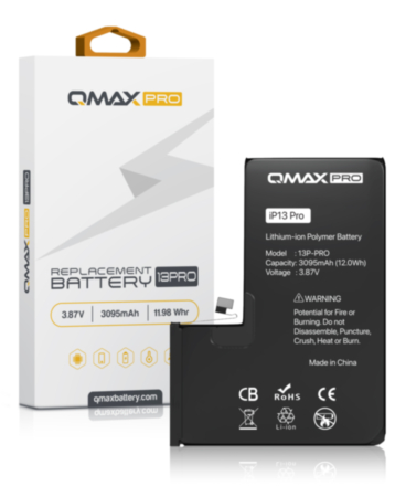 Grab the wholesale deals on the QMAX Pro Replacement Battery for iPhone 13 Pro 3095 mAH.
