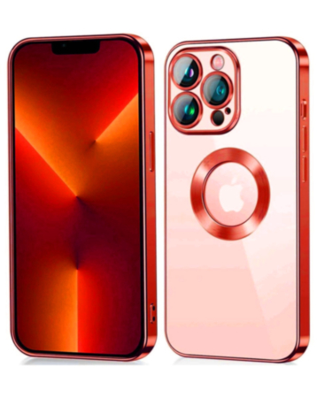 Shiny Wireless Charging Clear Case - RED for iPhone 13 Pro (Only Ground Shipping)