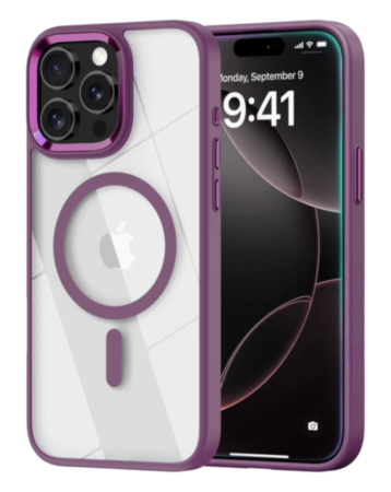 Shiny Magnetic Clear Cases - PURPLE for iPhone 13 Pro Max (Only Ground Shipping)