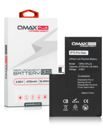 QMAX Plus Extended Capacity Replacement Battery for iPhone 13 Pro Max (4750 mAh) (Only Ground Shipping)