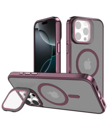 Slim Transparent Camera Stand Case with Wireless Charging - RED for iPhone 13 Pro Max (Only Ground Shipping)