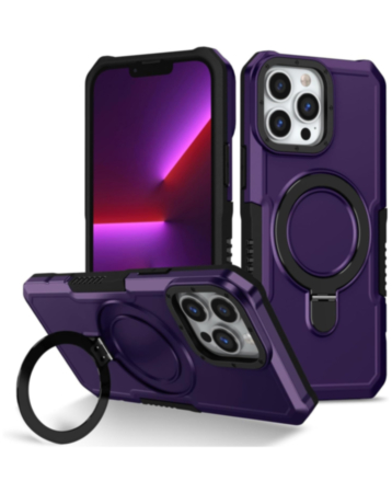 Hard PC Shockproof Case w /Ring Holder - DARK PURPLE for iPhone 13 Pro Max (Only Ground Shipping)