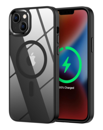 Shiny Magnetic Clear Cases - BLACK for iPhone 13 / 14 (Only Ground Shipping)