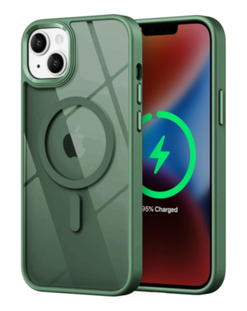 Shiny Magnetic Clear Cases - GREEN for iPhone 13 / 14 (Only Ground Shipping)