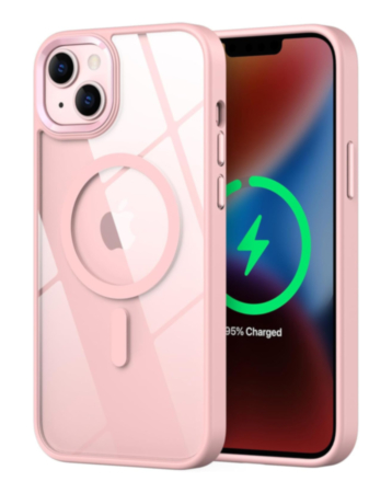 Shiny Magnetic Clear Cases - PINK for iPhone 13 / 14 (Only Ground Shipping)