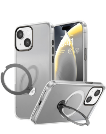 Transparent Magnetic Case with Kickstand (BLACK) for iPhone 13 / 14 (Only Ground Shipping)