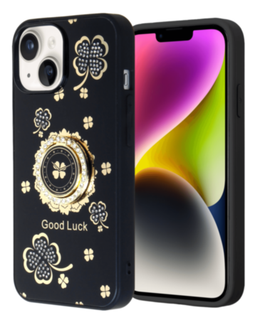 Luxury Diamond Shiny Cases with Ring - BLACK for iPhone 14 / 13 (Only Ground Shipping)