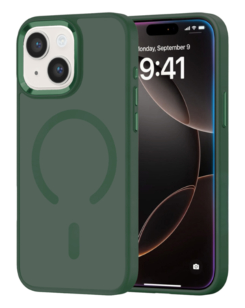 New Magnetic Wireless Charging Case with IC Chip (DARK GREEN) for iPhone 13 / 14 (Only Ground Shipping)