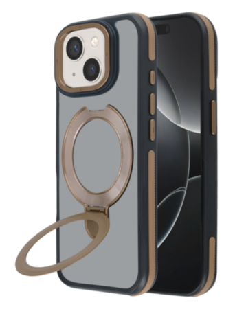 Matte Transparent Case with Wireless Charging Kickstand - DARK BROWN for iPhone 13 / 14 (Only Ground Shipping)