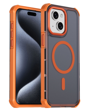 Dual Layer Electroplated Border Wireless Charging Case (ORANGE) for iPhone 13 / 14 / 16e / 17e (Only Ground Shipping)