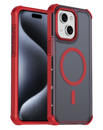 Dual Layer Electroplated Border Wireless Charging Case (RED) for iPhone 13 / 14 / 16e / 17e (Only Ground Shipping)