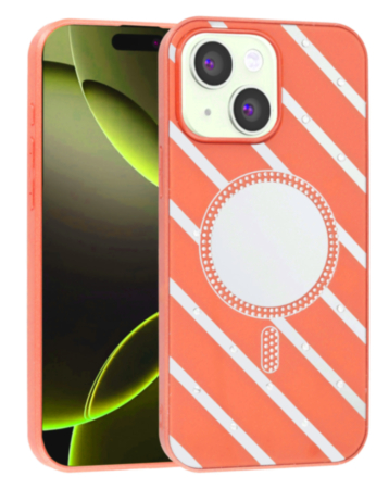 Magnetic Mirror Phone Case with Wireless Charging (ORANGE) for iPhone 13 / 14 (Only Ground Shipping)