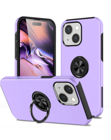 Dual Layer Case with Magnetic Ring - PURPLE for iPhone 13 / 14 (Only Ground Shipping)