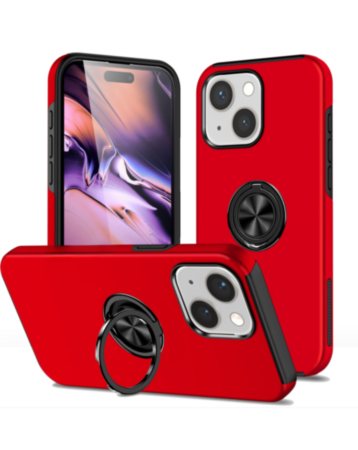 Dual Layer Case with Magnetic Ring - RED for iPhone 13 / 14 (Only Ground Shipping)