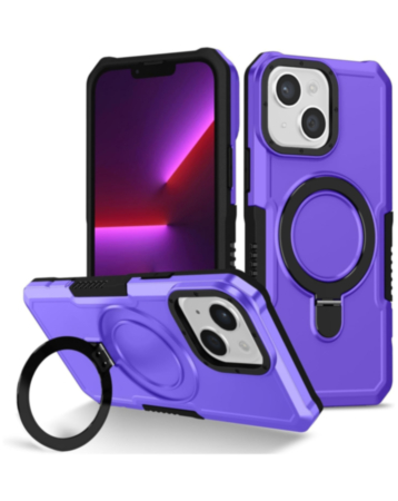 Hard PC Shockproof Case w /Ring Holder - PURPLE for iPhone 13 / 14 / 16e / 17e (Only Ground Shipping)