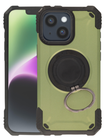 Hybrid Tuff Case with Magnetic Kickstand (ARMY GREEN) for iPhone 13 / 14 / 16E / 17E (Only Ground Shipping)