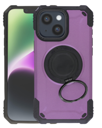 Hybrid Tuff Case with Magnetic Kickstand (PURPLE) for iPhone 13 / 14 / 16E / 17E (Only Ground Shipping)