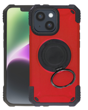 Hybrid Tuff Case with Magnetic Kickstand (RED) for iPhone 13 / 14 / 16E / 17E (Only Ground Shipping)