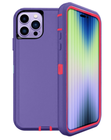Heavy Duty Case for iPhone 14 Pro (DARK PURPLE & PINK) (Only Ground Shipping)
